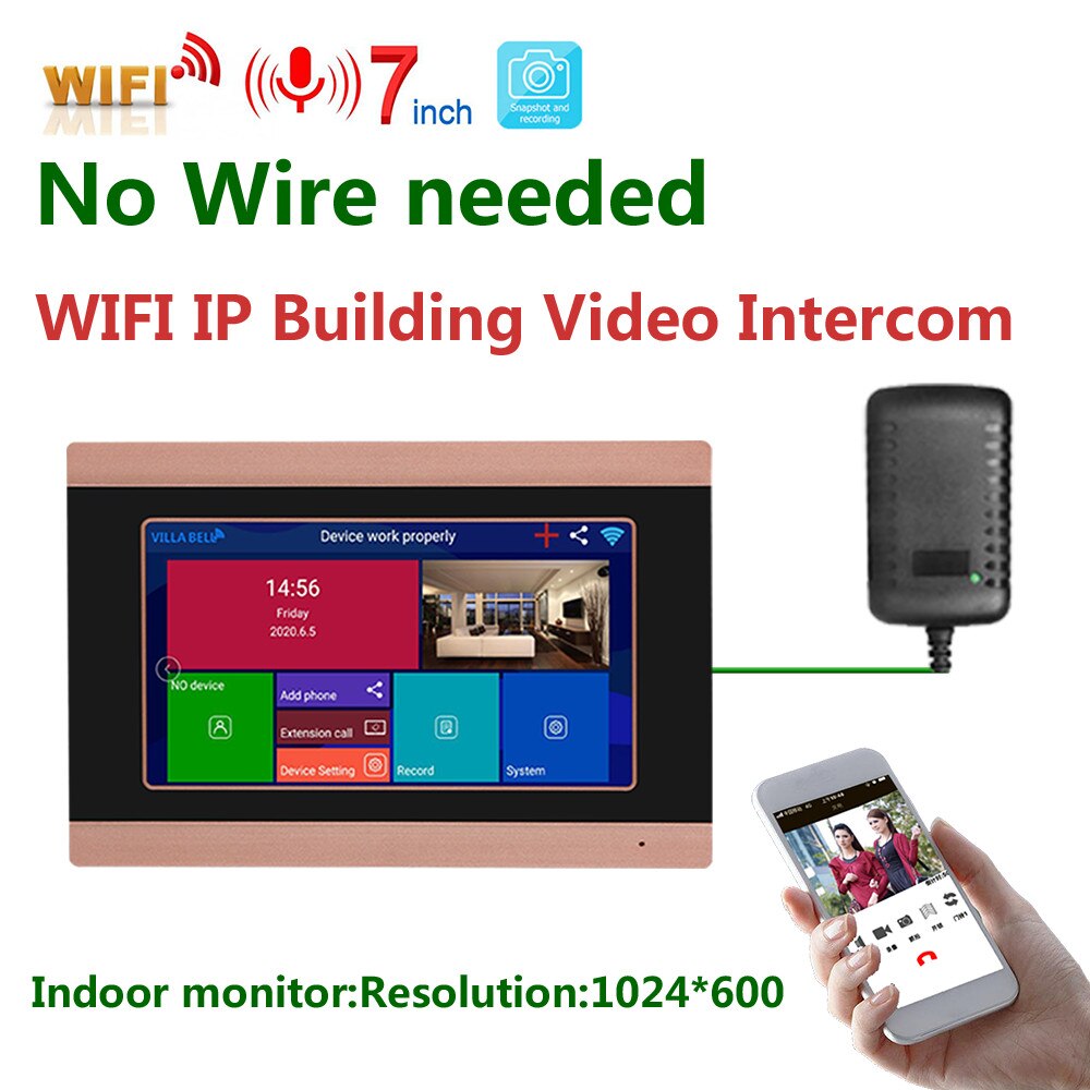 WIFI 비디오 초인종 인터콤 시스템 1080P AHD 카메라에 대 한 무선 실내 모니터